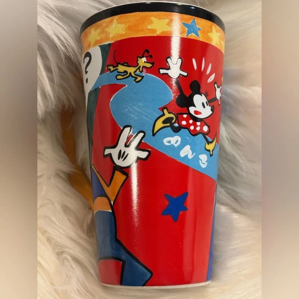 Vintage Disney Abstract Mickey, Minnie & Goofy Cafe Latte Mug NEW